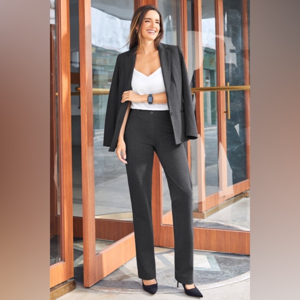 Betabrand Classic Dress Pant Yoga Pant Straight in Charcoal Grey Size XS Petite.